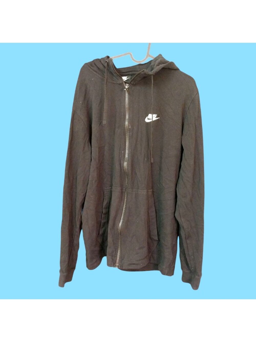 Nike Black Full-Zip Hoodie XL 100% Cotton Lightweight Casual Wear Made In Jordan
